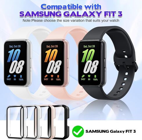 جراب واقي شاشة لساعة Samsung Galaxy Fit3، 4 قطع من غطاء الوجه الصلب من البولي كربونات المقاوم للخدش، مجموعة حماية كاملة رفيعة للغاية من ملحقات الساعة الذكية للرجال والنساء in Kuwait