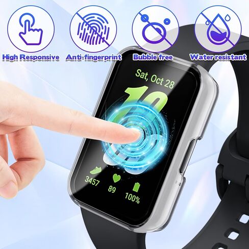 جراب واقي شاشة لساعة Samsung Galaxy Fit3، 4 قطع من غطاء الوجه الصلب من البولي كربونات المقاوم للخدش، مجموعة حماية كاملة رفيعة للغاية من ملحقات الساعة الذكية للرجال والنساء in Kuwait