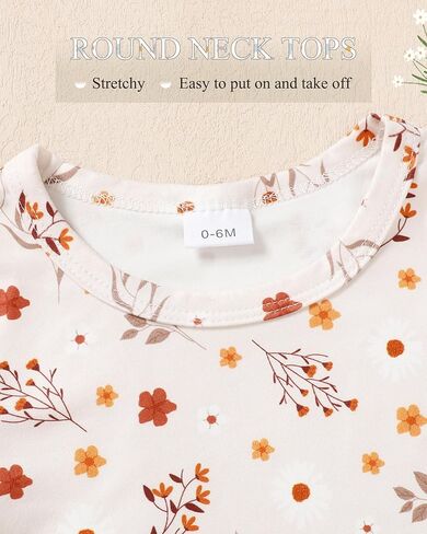 ملابس WESIDOM لحديثي الولادة ملابس بناتي للرضع ملابس خريفية بأكمام طويلة ومزينة بالزهور بذلة رومبير مكشكشة من عمر 0 ​​إلى 24 شهرًا in Kuwait