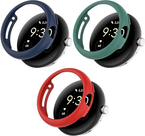FitTurn Compatible with Google Pixel Watch 3 41mm/Pixel Watch 2 Case, Colour PC Shockproof Case Protective Screen Cover Bumper Shell for Pixel 3 41mm/Pixel 2 Heart Rate Tracking Watch (Green,Blue,Red) in Saudi Arabia