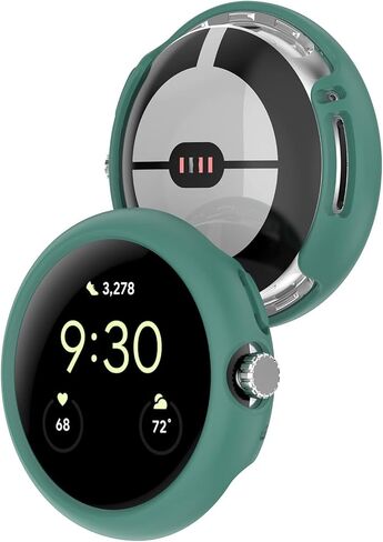 FitTurn Compatible with Google Pixel Watch 3 41mm/Pixel Watch 2 Case, Colour PC Shockproof Case Protective Screen Cover Bumper Shell for Pixel 3 41mm/Pixel 2 Heart Rate Tracking Watch (Green,Blue,Red) in Saudi Arabia