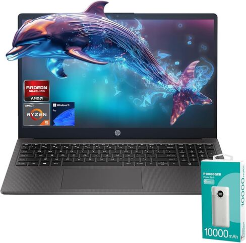 HP Essential 255 G10 15.6" FHD Business Laptop | AMD Ryzen 5 7530U | 32GB RAM | 2TB SSD | Bluetooth | HDMI | Wi-Fi 6 | Webcam | Windows 11 Pro | Black | with 10,000mAh Battery Power Bank in Saudi Arabia