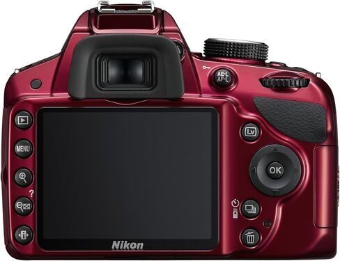 نيكون D3200 24.2 ميجابكسل CMOS Digital SLR مع عدسة تكبير 18-55 ملم f/3.5-5.6 AF-S DX VR NIKKOR (أحمر) (متجدد) in Saudi Arabia