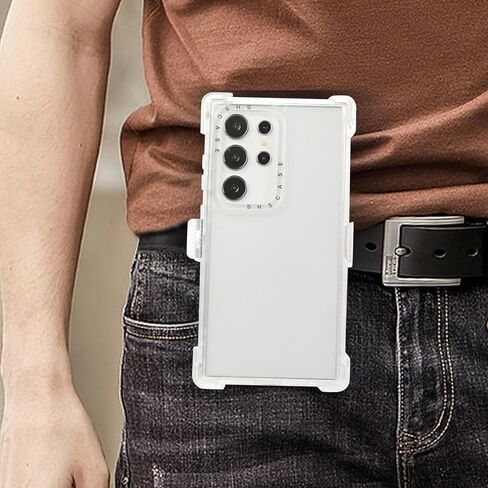 CCSamll for Samsung Galaxy S24 Ultra Case Crystal Clear with Belt Clip Holster, [Not Yellowing] [Military Drop Protection] Shockproof with Kickstand for Samsung S24 Ultra BLF Transparent in Kuwait