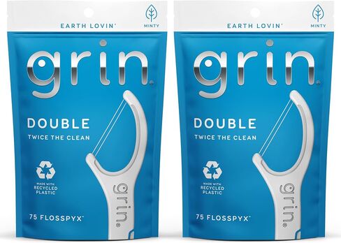 Double Flosspyx، خيط تنظيف الأسنان، عدد 75، خيط تنظيف الأسنان، نكهة النعناع، ​​بلاستيك معاد تدويره، خطين من خيط تنظيف الأسنان القوي، رأس خيط أطول، يحبس الطعام واللويحات، يتضمن عود أسنان ناعم وآمن قابل للطي من الخلف in Kuwait