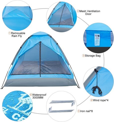 خيمة CAMEL لشخصين، مقاومة للماء، واسعة، خفيفة الوزن محمولة على الظهر للتخييم/المشي لمسافات طويلة في الهواء الطلق in Kuwait