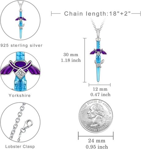 Master Sword Necklace Sterling Silver Link Necklace Hyrule Warriors Jewelry Gifts for Unisex in Saudi Arabia