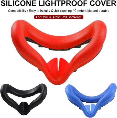 VR Silicone Face Cover Pad Compatible for Oculus Quest 2 VR, Sweat-Proof Lightproof Non-Slip Washable Replacement Face Pads Accessories (Blue) in Saudi Arabia