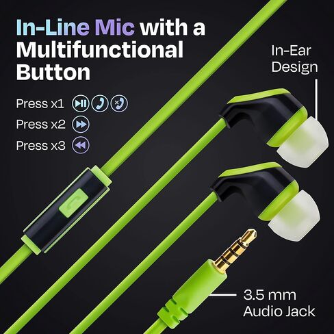 50× Multipack Wired Earbuds with Microphone | for Schools, Libraries, Museums, etc. | 8 Assorted Colors of Headphones with Microphone | Affordable 3.5 mm Headphones for Kids & Adults in Saudi Arabia