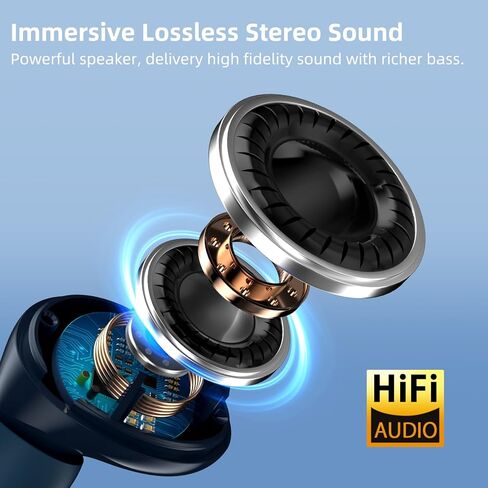 سماعات أذن لاسلكية لهاتف Samsung S24 S23 S22 S21 Flip6 Fold A55 A13 A12 iPhone 16 15 Plus، سماعات رأس بلوتوث خفيفة الوزن داخل الأذن مع ميكروفون عالي الدقة، صوت غامر، باس، حقيبة شحن، أزرق in Kuwait