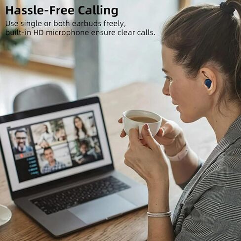 سماعات أذن لاسلكية لهاتف Samsung S24 S23 S22 S21 Flip6 Fold A55 A13 A12 iPhone 16 15 Plus، سماعات رأس بلوتوث خفيفة الوزن داخل الأذن مع ميكروفون عالي الدقة، صوت غامر، باس، حقيبة شحن، أزرق in Kuwait