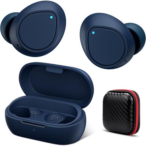سماعات أذن لاسلكية لهاتف Samsung S24 S23 S22 S21 Flip6 Fold A55 A13 A12 iPhone 16 15 Plus، سماعات رأس بلوتوث خفيفة الوزن داخل الأذن مع ميكروفون عالي الدقة، صوت غامر، باس، حقيبة شحن، أزرق in Kuwait
