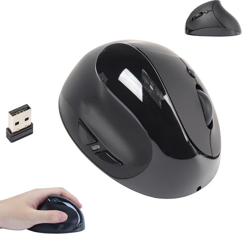 Left Handed Mouse Wireless Vertical Mouse Ergonomic 2.4GHz Optical Computer Mice with USB Receiver and 3 Adjustable DPI Portable Rechargeable Cordless Mouse for Laptop PC Desktop Notebook, Black in Saudi Arabia
