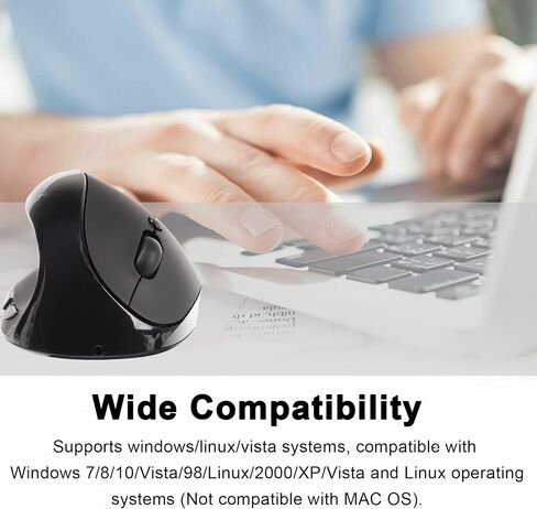 Left Handed Mouse Wireless Vertical Mouse Ergonomic 2.4GHz Optical Computer Mice with USB Receiver and 3 Adjustable DPI Portable Rechargeable Cordless Mouse for Laptop PC Desktop Notebook, Black in Saudi Arabia