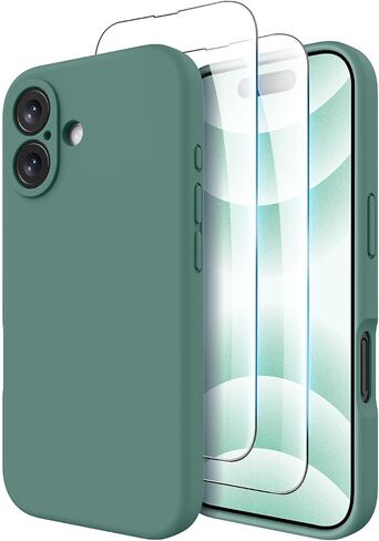 OTOFLY متوافق مع حافظة iPhone 16 Plus مع 2 واقي شاشة، متوافق مع MagSafe، حافظة سيليكون مغناطيسية لهاتف 16 Plus، أخضر صنوبر in Saudi Arabia