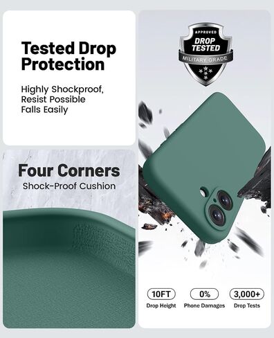 OTOFLY متوافق مع حافظة iPhone 16 Plus مع 2 واقي شاشة، متوافق مع MagSafe، حافظة سيليكون مغناطيسية لهاتف 16 Plus، أخضر صنوبر in Saudi Arabia