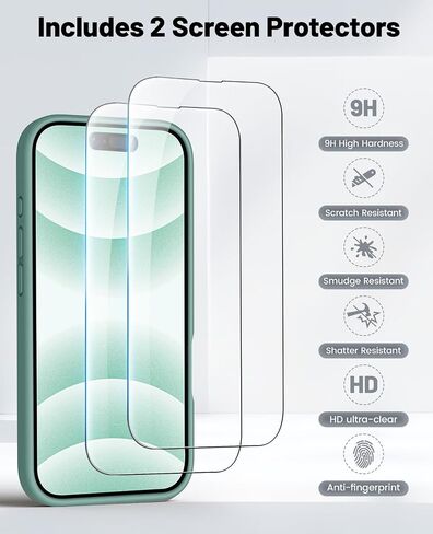 OTOFLY متوافق مع حافظة iPhone 16 Plus مع 2 واقي شاشة، متوافق مع MagSafe، حافظة سيليكون مغناطيسية لهاتف 16 Plus، أخضر صنوبر in Saudi Arabia