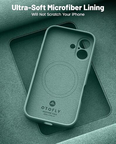 OTOFLY متوافق مع حافظة iPhone 16 Plus مع 2 واقي شاشة، متوافق مع MagSafe، حافظة سيليكون مغناطيسية لهاتف 16 Plus، أخضر صنوبر in Saudi Arabia