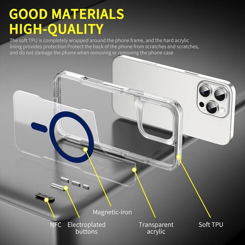for iPhone 16 Pro Max Case, Compatible with MagSafe, Military-Grade Protection, Yellowing Resistant, Scratch-Resistant Back, Magnetic Phone Case, Classic Series, (Clear/White) in Saudi Arabia