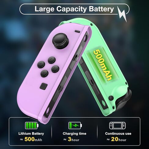 Betensh Replacement for Nintendo Switch, Wireless Controllers Compatible with Nintendo Switch/Lite/OLED, Support Motion Control/Wake-up/Dual Vibration, Purple/Green in Kuwait