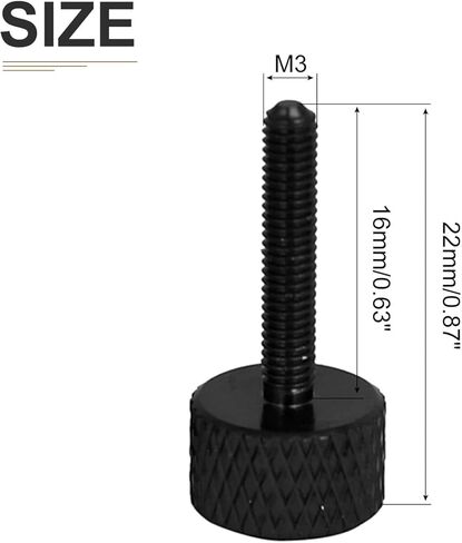 مسامير إبهام مخرشة DTGN M3x12mm(DXL) - 10 عبوات - مناسبة لحالات الكمبيوتر الشخصي - رأس مخرش من سبائك الألومنيوم ملولب بالكامل - أسود in Kuwait