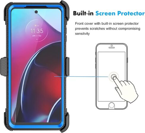 Njjex for Moto G Stylus 2022 5G Case, for Motorola G Stylus 2022 5G Phone Holster, [Nbeck] Shockproof Heavy Duty Built-in Screen Protector Rugged Swivel Belt Clip Kickstand Hard Shell Cover [Blue] in Saudi Arabia