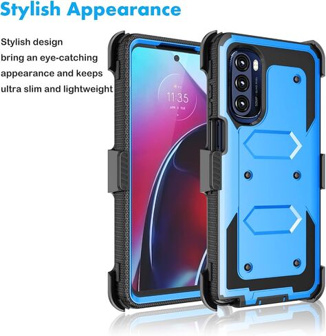 Njjex for Moto G Stylus 2022 5G Case, for Motorola G Stylus 2022 5G Phone Holster, [Nbeck] Shockproof Heavy Duty Built-in Screen Protector Rugged Swivel Belt Clip Kickstand Hard Shell Cover [Blue] in Saudi Arabia