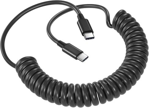 كابل ملفوف USB C إلى USB C، سلك شحن سريع C إلى C قابل للسحب بطول 3 أقدام 60 وات 3A لنقل بيانات CarPlay in Saudi Arabia