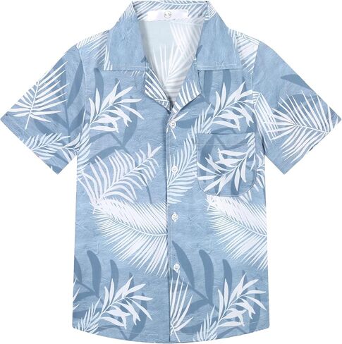 APTRO Boy's Hawaiian Shirt Tropical Beach Casual Summer Shirt #Ks27-floral Black 8-9T in Saudi Arabia