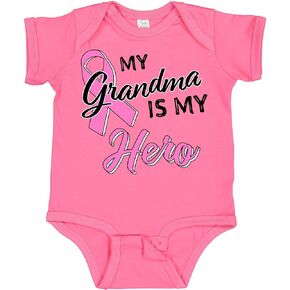 inktastic My Grandma Is My Hero- Breast Cancer Awareness Baby Bodysuit