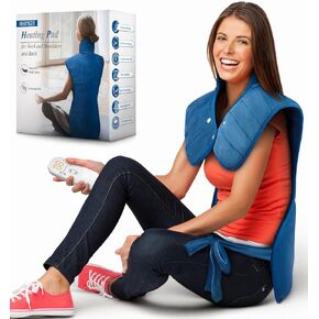 Mothers Day Gifts for Mom, Heating Pad for Neck and Shoulders and Back, 2.7lb Weighted Heating Pad for Back 6 Heat Settings 4 Timers Auto-Off, Gifts for Women Men Dad Birthday, 22" x 37" Blue