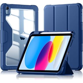 Mastten for iPad 10th Generation Case 10.9 Inch 2022, Trifold Stand Protective 10th Gen iPad Case with Clear Back Shell, for iPad Case 10th Generation with Pencil Holder, Auto Sleep/Wake, Seablue