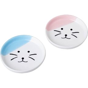 Cat Food Bowl, Healthy Ceramic Cat Food and Water Bowls for Dry and Wet Food 3 Set, Wide Shallow Cat Food Bowl Set for Relief Whisker Fatigue, Non-Slip Cat Plate for Indoor Cat, Dog, Kitten, Puppy
