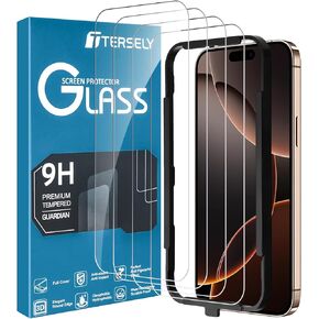 T Tersely [4 Pack] Screen Protector for iPhone 16 Pro (6.3 inch), Tempered Glass with Installation Alignment Frame,Case Friendly,HD Clear
