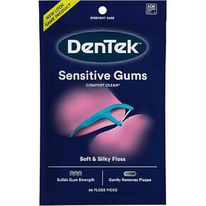 خيط تنظيف مريح من دينتيك للأسنان الحساسة، شريط ناعم وحريري، 90 قطعة لكل منها (عبوة من قطعتين) in Kuwait