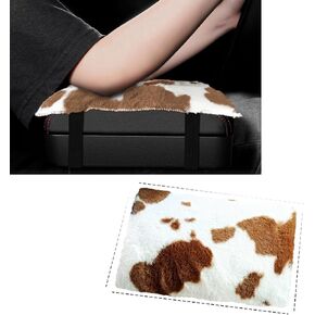 SuperKaKa Furry Cow Print Armrest Cover for Car, Fluffy Cute Center Console Pad Cars Interior Accessories for Women Men,Protector Fit Most Auto Vehicle, SUV, Truck Arm Rest Box(Black+White)