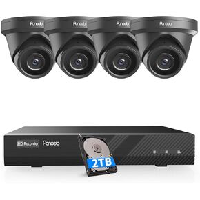 16 Channel Security Camera System 4K PoE, 16x 8MP Wired IP Black Turret Dome Camera with AI Human Vehicle Detection, Built-in Mic, Remote Access 24-7 Recording, 4K 16CH NVR 4TB HDD, PD93A31616-8M