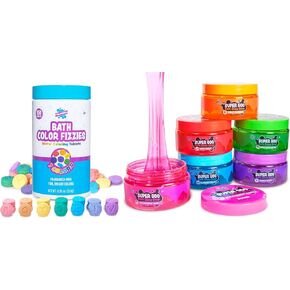 Tub Works® Fizzy Bath Color Tablets & Bath Slime Soap| Nontoxic | Create Fun Bath Colors with 7 Colors of Bath Drops | Enjoy Stretchy, Squishy Bath Slime Soap for Kids Bath Sensory Fun