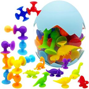Suction Bath Toys for Kids, Suction Cup Toys Montessori Sensory Toys for 3 4 5 6 7 Year Old Boys Girls,Silicone Animal Alphabet & Numbers Sucker Toys (18 pcs)