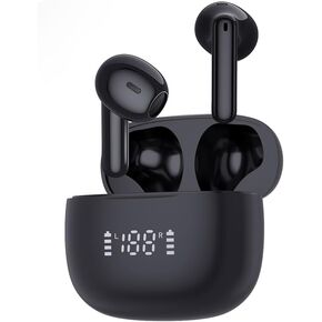Wireless Earbuds Bluetooth 5.3 Headphones, Bluetooth Earbuds with Noise Cancelling Mic LED Display, Hi-Fi Stereo, 42H Playback, IPX7 Waterproof, Smart Touch Control, Ergonomic Design Black