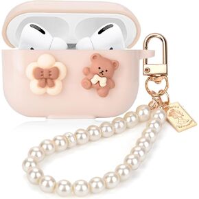 Cute Kawaii Airpod Pro 2nd Generation Case Cover 2022 Compatible with Aesthetic Airpods Pro 2 Case Bear for Girl and Women (Brown)