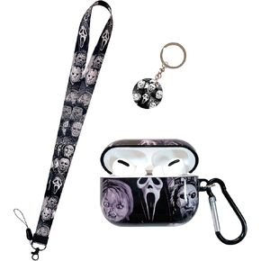 Cool Scream AirPod Pro Case，with horror Keychain Clip Carabiner and Lanyard，Designed for those who like thrilling horror themes AirPod Pro