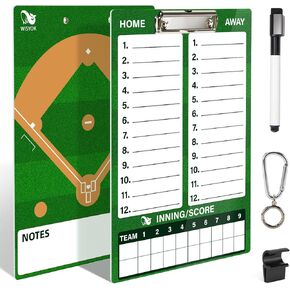 WISYOK Dry Erase Coaches Clipboard, Baseball Coaches Board, Double-Sided Baseball Lineup Board, Softball Clipboard for Coaches with Marker