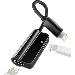 Iphone Headphone Splitter Audio Charge Dongle Adapter 2in1 Dual Lightning Jack Converter Charger AUX Cable MFI Music Earbud Cord Adaptador Para for 13 12 11 Pro Max Mini Xs Se 7 X Xr 8 Plus Ipad