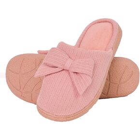 Millffy cotton Knit Slipper Bow Terry Clog Memory Foam Indoor Slippers Soft Plush Anti-Skid House Shoes