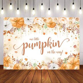 Pumpkin Baby Shower Backdrop Fall Baby Shower Decorations Banner Our Little Pumpkin is On The Way Thanksgiving Baby Shower Background Photo Booth Studio 7x5ft
