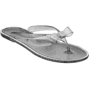 CLOVERLAY Women’s Jelly Sandals Rhinestone Bowtie Flip Flops Beach Slide Flat Sandals