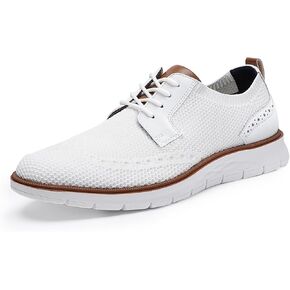 Cestfini White Dress Sneakers Men Casual Oxford Shoes Lightweight Office Sneakers Comfortable Business Wingtip Walking Shoes Mesh Breathable Knit Tennis Summer Shoes XXDX007M-RT-US-WHITE-11
