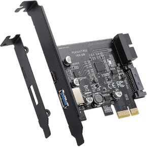 YBBOTT PCIE USB 3.0 Card,PCI Express 1X 2 Ports with Internal 19 Pin USB 3.0 Connector Superspeed 5Gbps PCI-e USBIII Expansion Card Controller Adapter Support Windows 10/8 / 7 / XP