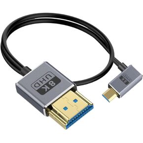 كابل HDMI صغير متحد المحور بطول 1 قدم إلى HDMI 8K@60 هرتز UHD، سلك HDMI 2.1 رفيع للغاية OD 2.5 مم، كابل HDMI صغير مستقيم ذكر إلى ذكر مستقيم HDMI 48 جيجابت في الثانية لـ GH5S، PS5/4، Xbox One، HDTV، HDR الديناميكي in Kuwait